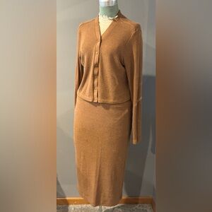 Enza Costa 2 piece Knit Cardigan and Skirt women’s large